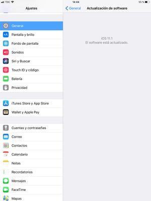 Si su iPad está actualizado, verá la siguiente pantalla