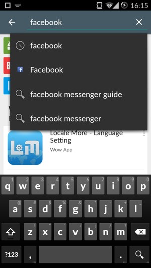 Voer de app-naam in en selecteer Zoek