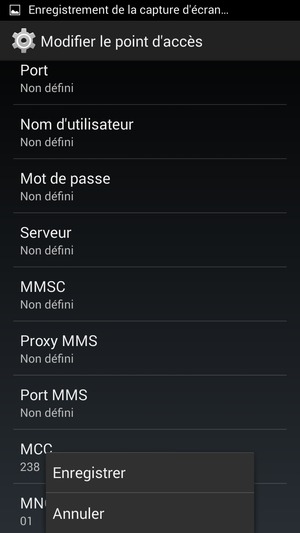 Si votre écran ressemble à ceci, sélectionnez le bouton Menu sur le téléphone et sélectionnez Enregistrer