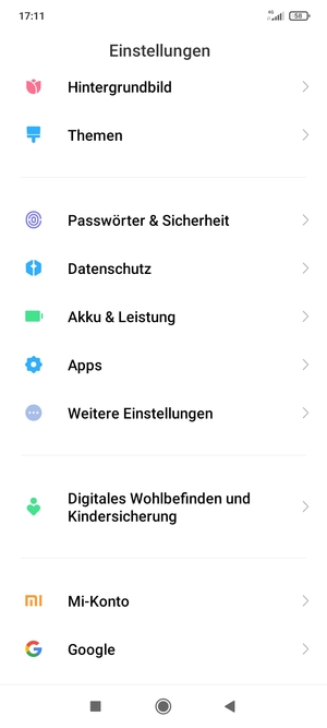 Scrollen Sie und wählen Sie Passwörter & Sicherheit