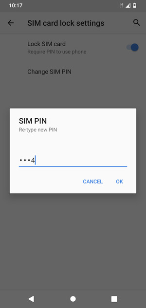 Confirm your new SIM PIN and select OK
