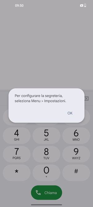Se la segreteria telefonica non è configurata, seleziona OK
