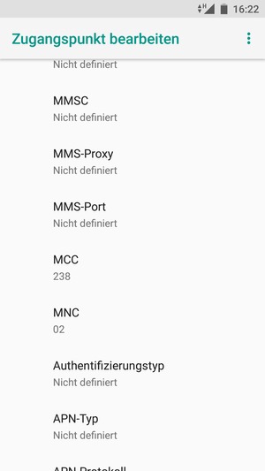 Scrollen Sie nach unten und geben Sie MMS-Informationen ein