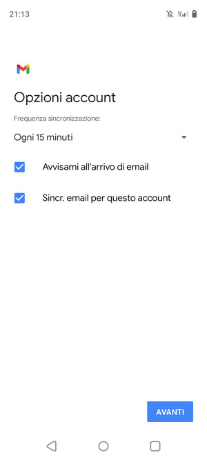 Seleziona AVANTI