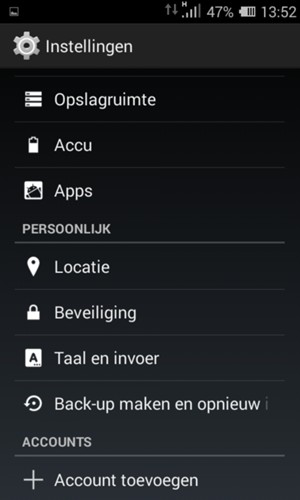 Scroll naar en selecteer Beveiliging