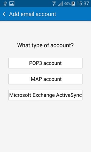 Select POP3 account or IMAP account