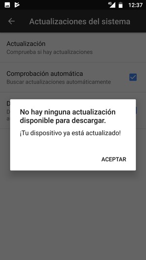 Si su teléfono está actualizado, seleccione ACEPTAR
