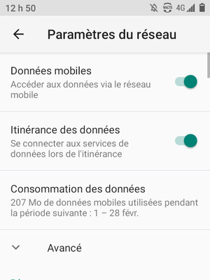 Activer ou désactiver Itinérance des données