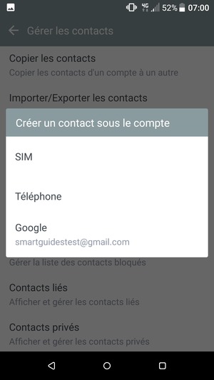 Sélectionnez Google