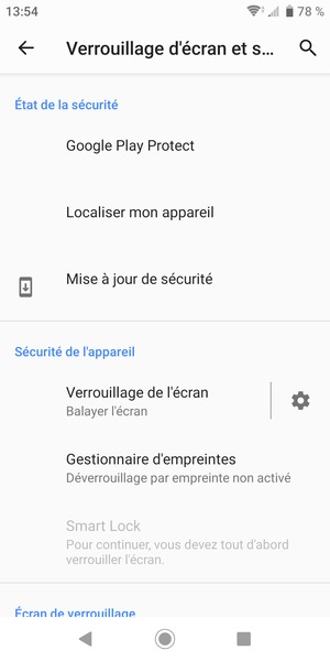 Sélectionnez Verroillage de l'écran