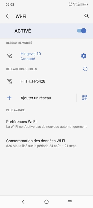 Vous êtes maintenant connecté au réseau Wi-Fi