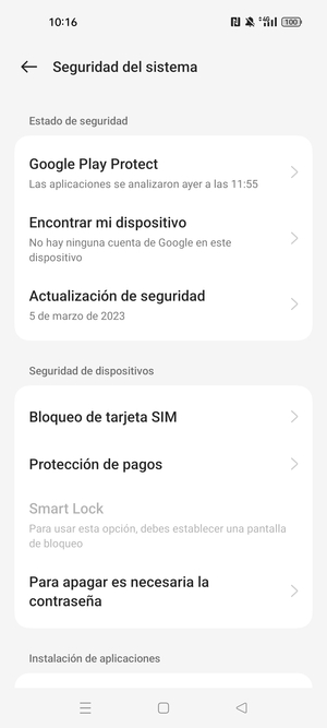 Seleccione Bloqueo de tarjeta SIM