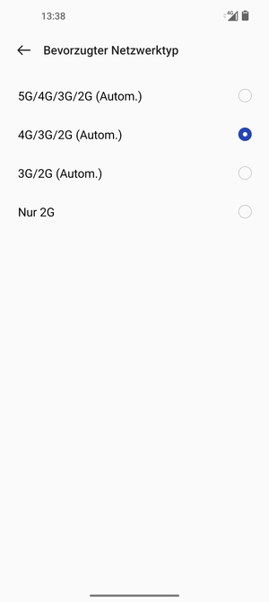 Wählen Sie die gewünschte Option