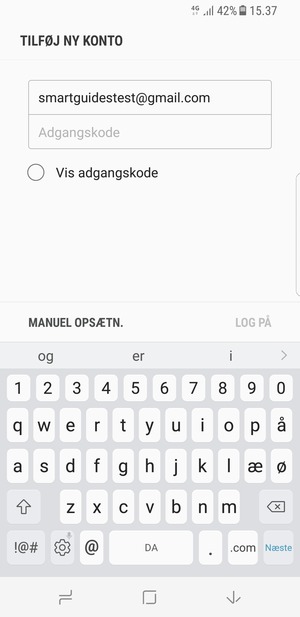 Indtast din Gmail adresse og vælg Næste