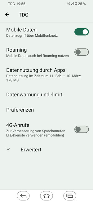 Wählen Sie Erweitert