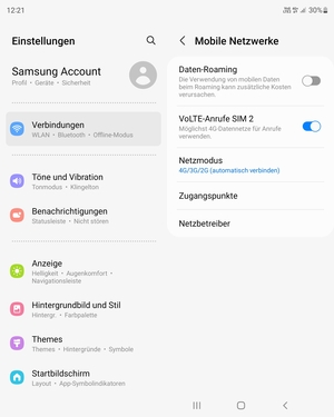 Wählen Sie Netzmodus