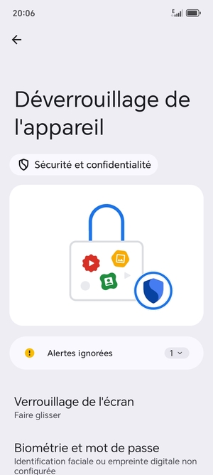 Sélectionnez Verrouillage de l'écran