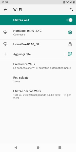 Ora sei connesso alla rete Wi-Fi