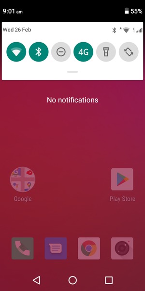 Slide down the top menu again