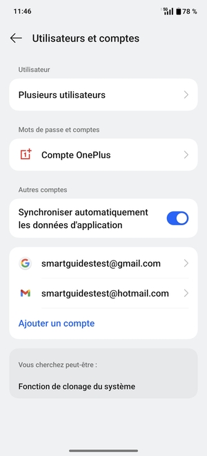 Sélectionnez votre compte Google