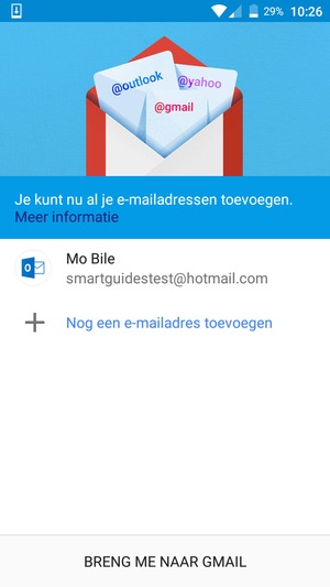 Selecteer BRENG ME NAAR GMAIL