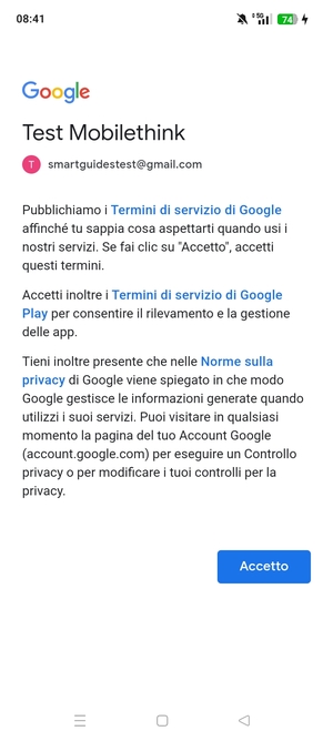 Seleziona Accetto
