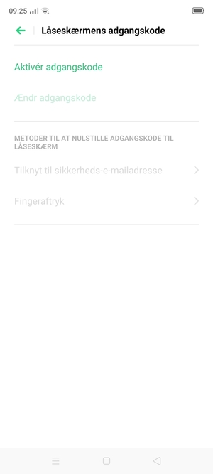 Vælg Aktivér adgangskode