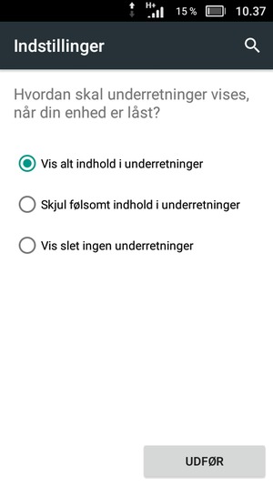 Vælg UDFØR
