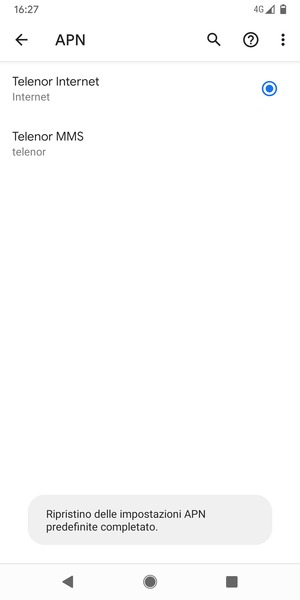 Seleziona il tasto Menu