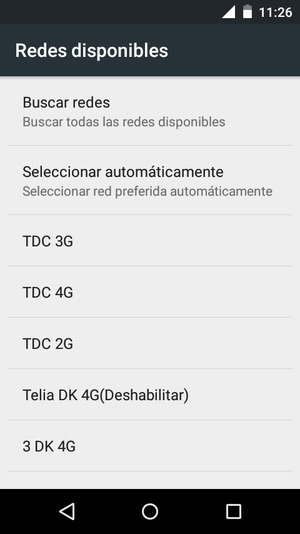 Seleccione un operador de red de la lista