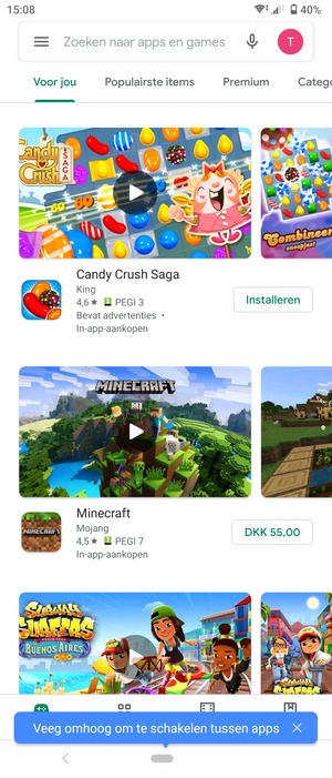 Selecteer de zoekbalk
