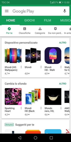 Seleziona la barra di ricerca