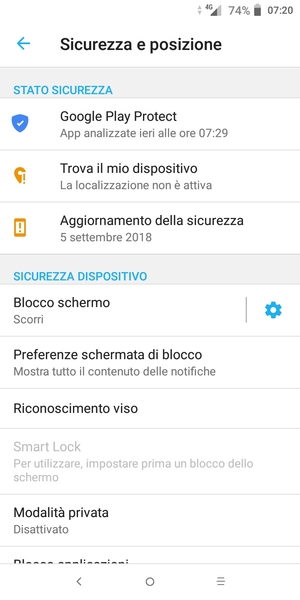 Seleziona Blocco schermo