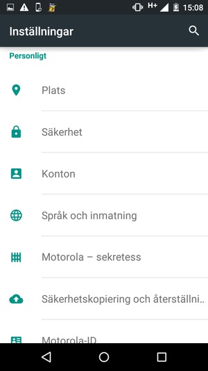 Scrolla till och välj Säkerhet