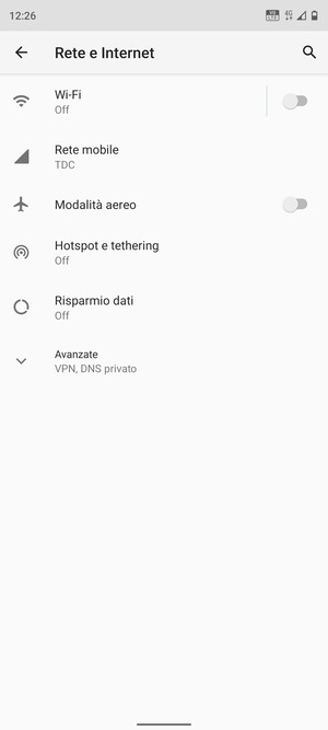 Seleziona Rete mobile