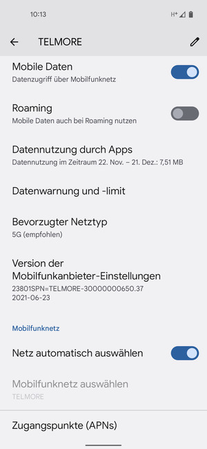 Scrollen Sie und wählen Sie Zugangspunkte (APNs)