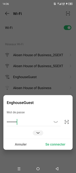 Saisissez le mot de passe du Wi-Fi et sélectionnez Se connecter