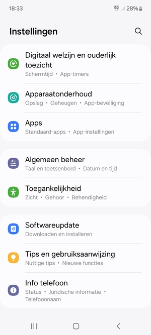 Scroll naar en selecteer Software-update