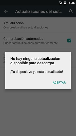 Si su teléfono está actualizado, verá la siguiente pantalla