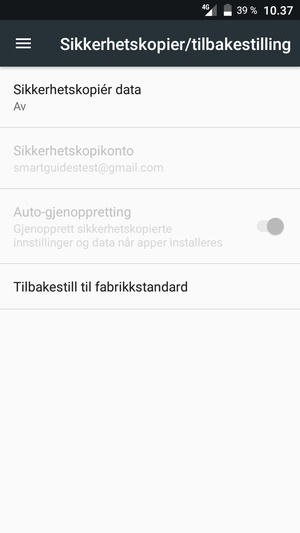 Velg Sikkerhetskopiér data