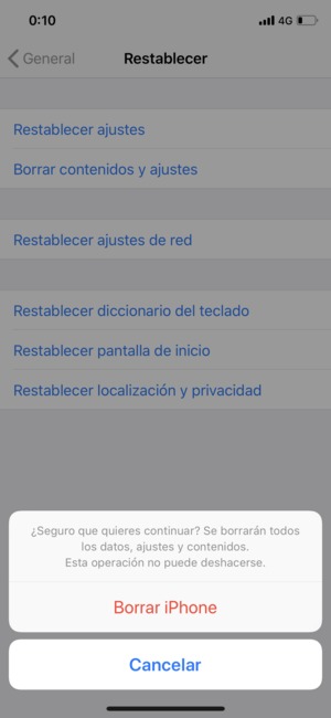 Seleccione Borrar iPhone
