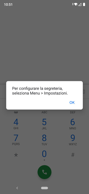 Se la segreteria telefonica non è configurata, seleziona OK