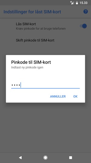 Bekræft din nye pinkode til SIM-kort og vælg OK
