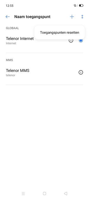 Selecteer Toegangspunten resetten