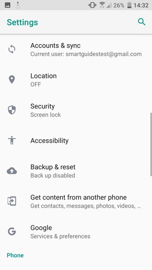 Scroll to and select Backup & reset