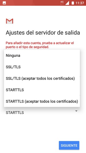Seleccione Ninguna y SIGUIENTE
