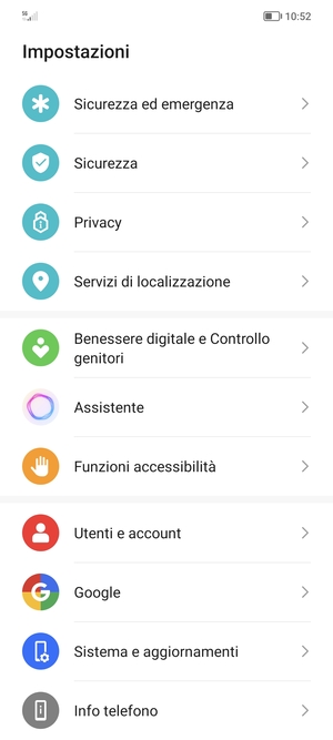 Scorri e seleziona Sistema e aggiornamenti