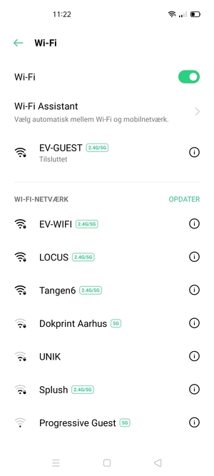 Du er nu tilsluttet Wi-Fi netværket