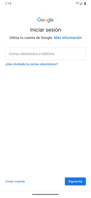 Introduzca su dirección de Gmail y seleccione Siguiente