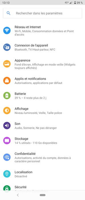 Sélectionnez Réseau et Internet